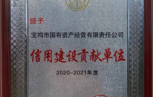 市國資公司榮獲 “2020—2021年信用建設貢獻單位”獎